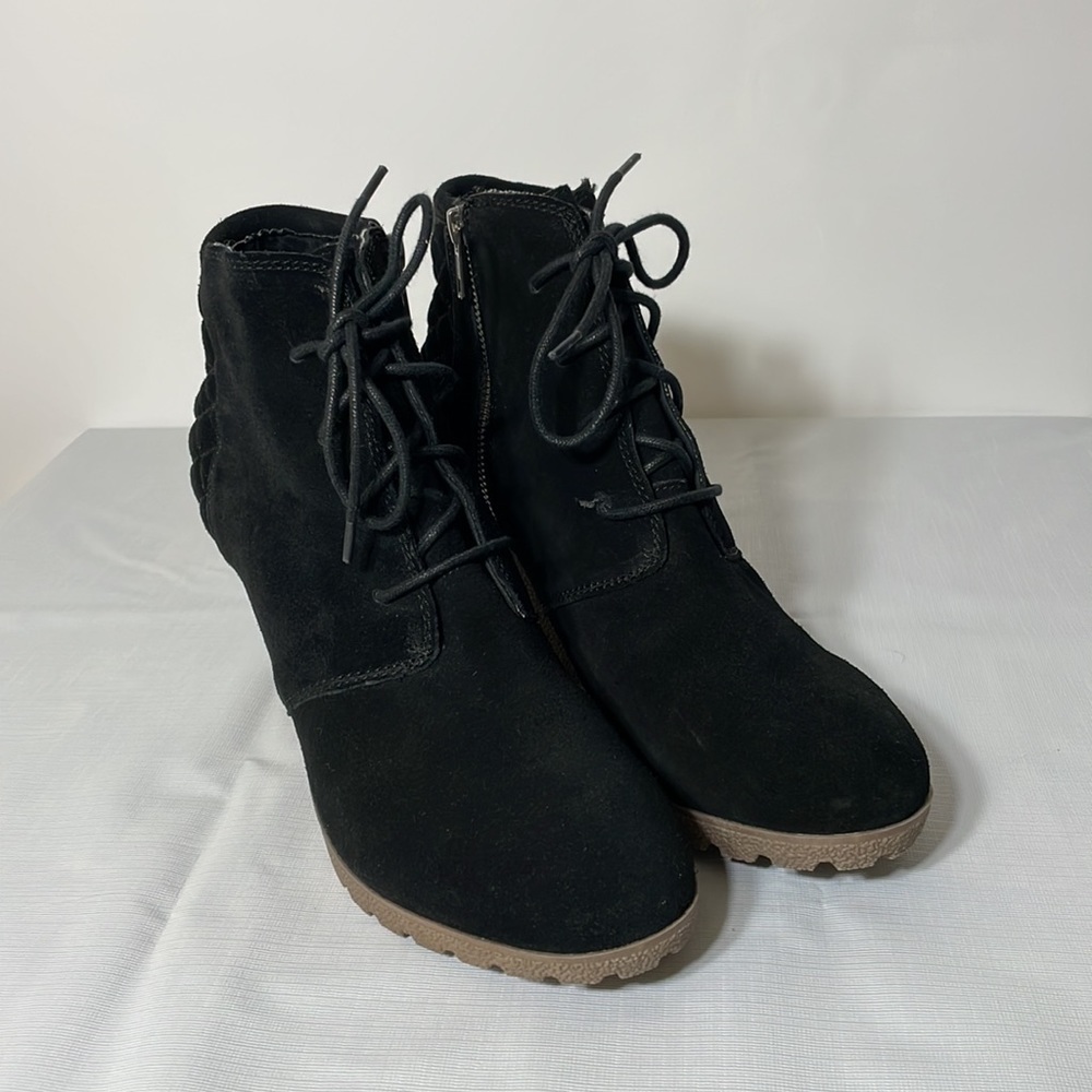 MIA 11 wedge ankle boots booties black suede - Picture 4 of 11
